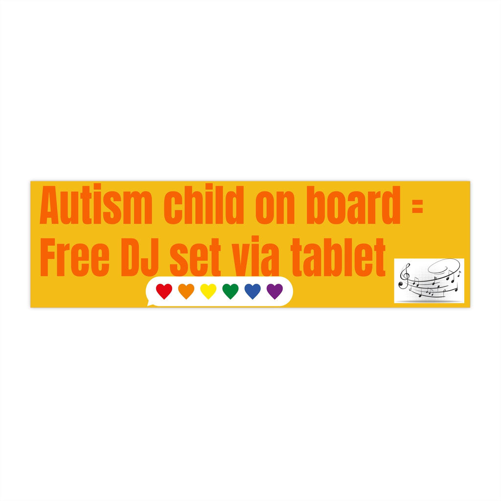 Autism Child On Board Bumper Sticker: Waterproof Vinyl, Outdoor Use